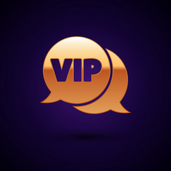 gold vip in speech bubble icon isolated on black vector