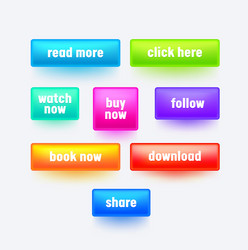 set colorful gradient rectangular buttons vector image
