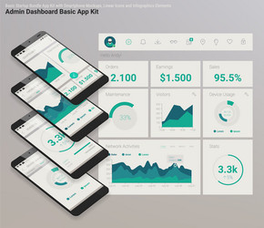 Admin Dashboard Mobile UI Kit vector image
