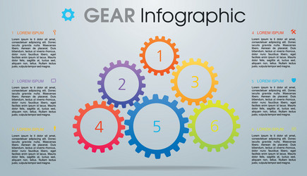 Modern infographics with colorful gear vector