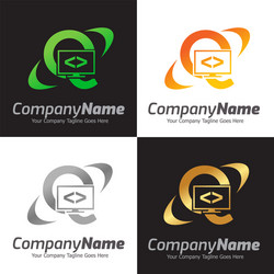 Programming code and computer monitor logo vector