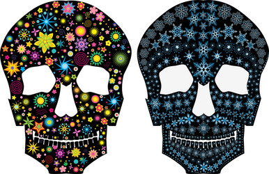 set of decorative silhouettes a skull vector