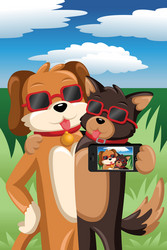 dogs taking a selfie vector