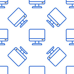 Line computer monitor screen icon isolated vector