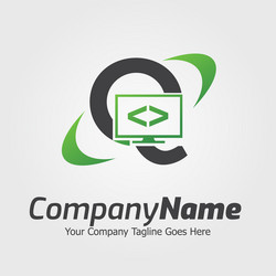 Programming code and computer monitor logo vector