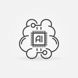 digital brain with processor concept icon vector