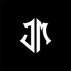 jm monogram logo with a sharp shield style vector image