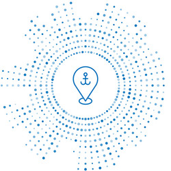 blue line map pointer with anchor icon isolated vector image