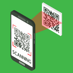 Scan qr code with mobile phone isometric vector