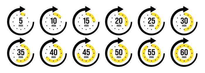 stopwatch icons with pointer arrow colorful vector image