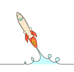 abstract color rocket as continuous line drawing vector image