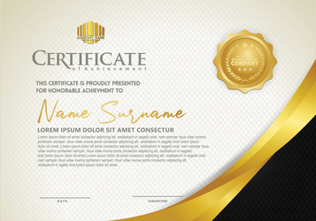 Luxury horizontal certificate template Royalty Free Vector