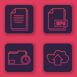 set line document folder with clock eps vector image