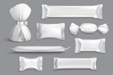 Black candy wrappers set on transparent background