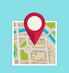 Flat map with pin pointer icon vector