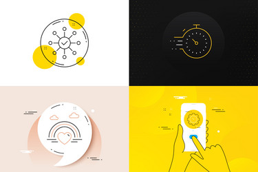 minimal set of timer survey check and lgbt line vector image