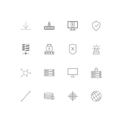 internet security linear thin icons set outlined vector image
