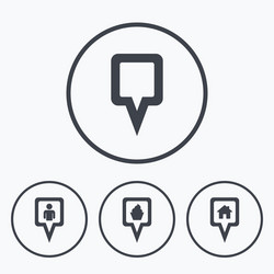 map pointer icons home food and user location vector image
