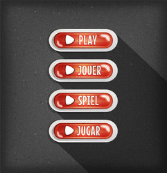 Play buttons design in multiple languages vector