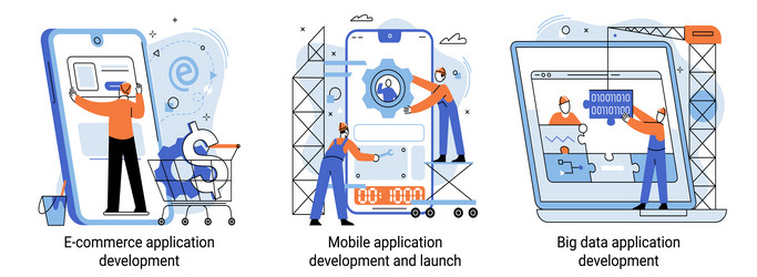 Big data and e-commerce application development vector