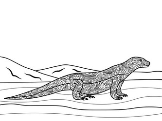 Monitor lizard coloring book for adults vector