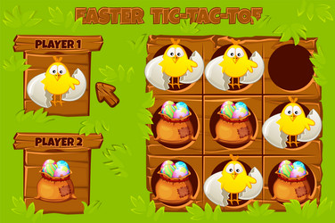 tic-tac-toe game ui playing field vector image