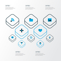 User icons colored set with feed filter folder vector