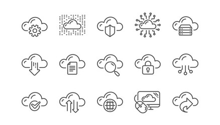 Computer cloud icons hosting computing data vector