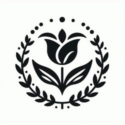 Elegant Tulip Wreath Emblem Vector Image