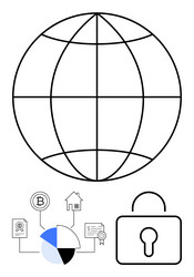 global network connections with data security vector image