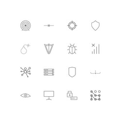 Internet security linear thin icons set outlined vector