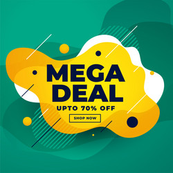 Mega deal sale discount banner design vector