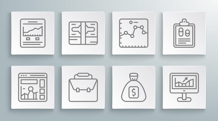 set line website with growth graph stacks paper vector image