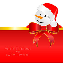 Happy new year with snowman red vector