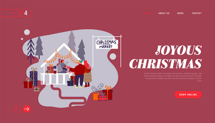 Man and woman on christmas market internet vector