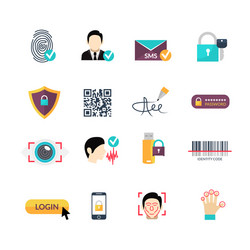 Secure Verification Icons - Flat Set vector image