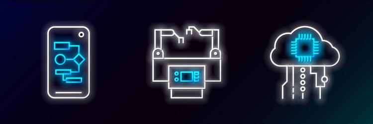 set line internet of things algorithm vector image