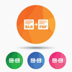 export xls to pdf icon file document symbol vector