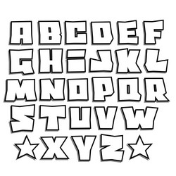 Readable graffiti fonts alphabet with shadow Vector Image