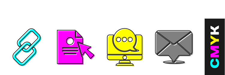 set chain link document and cursor chat messages vector image