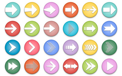 Arrow button icon set icons on circle vector