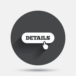 details with hand pointer icon more symbol vector image