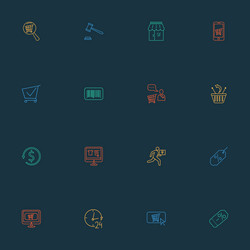 ecommerce icons line style set with search shop vector image