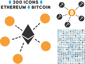 Ethereum net structure flat icon with set vector