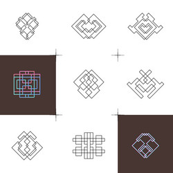 Geometric linear art elements set of hipster style vector