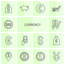 14 currency icons vector