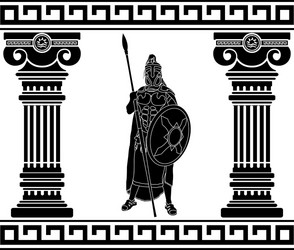 Ancient Warrior with Columns vector image