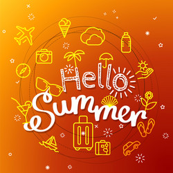 hello summer concept different thin line icons vector image