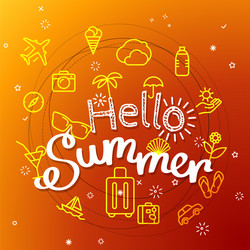 hello summer concept different thin line icons vector