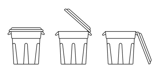 icon trash can with open and closed lid isolated vector image